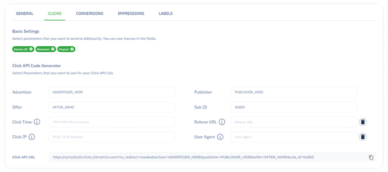 click api url