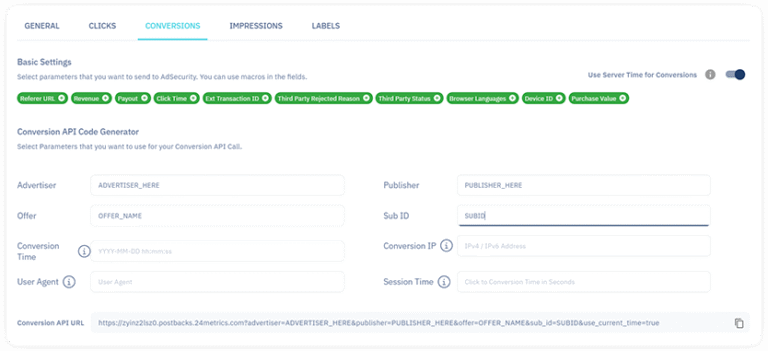 conversions api url