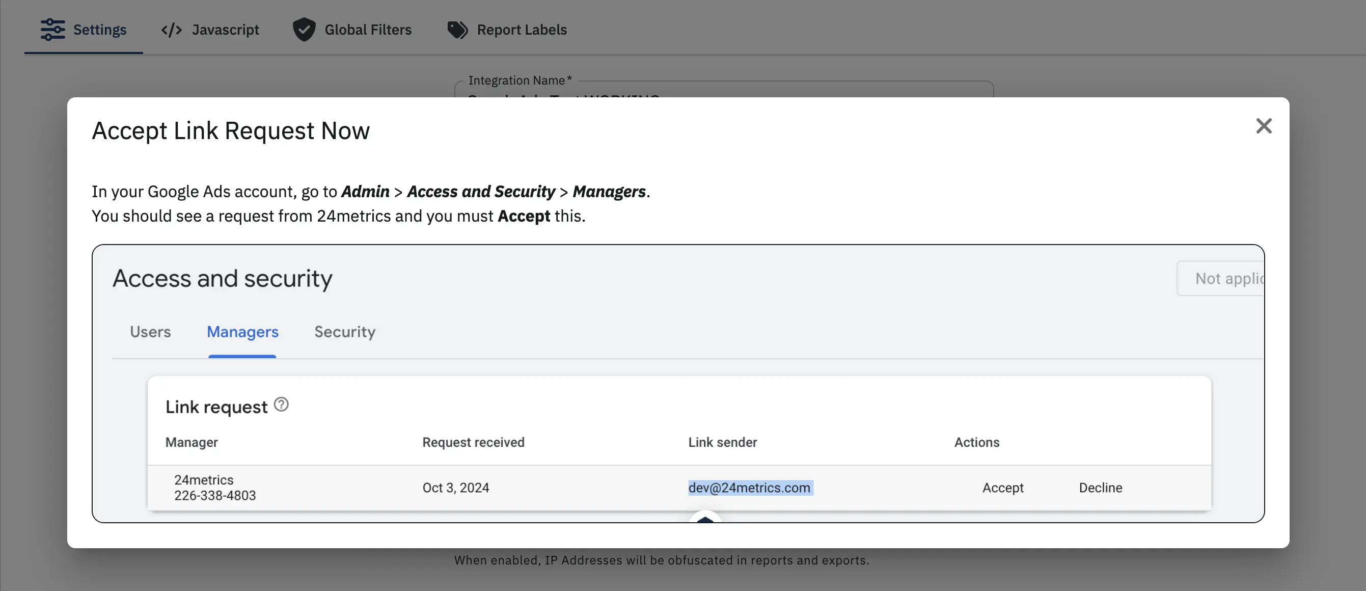 Customer ID activation screen