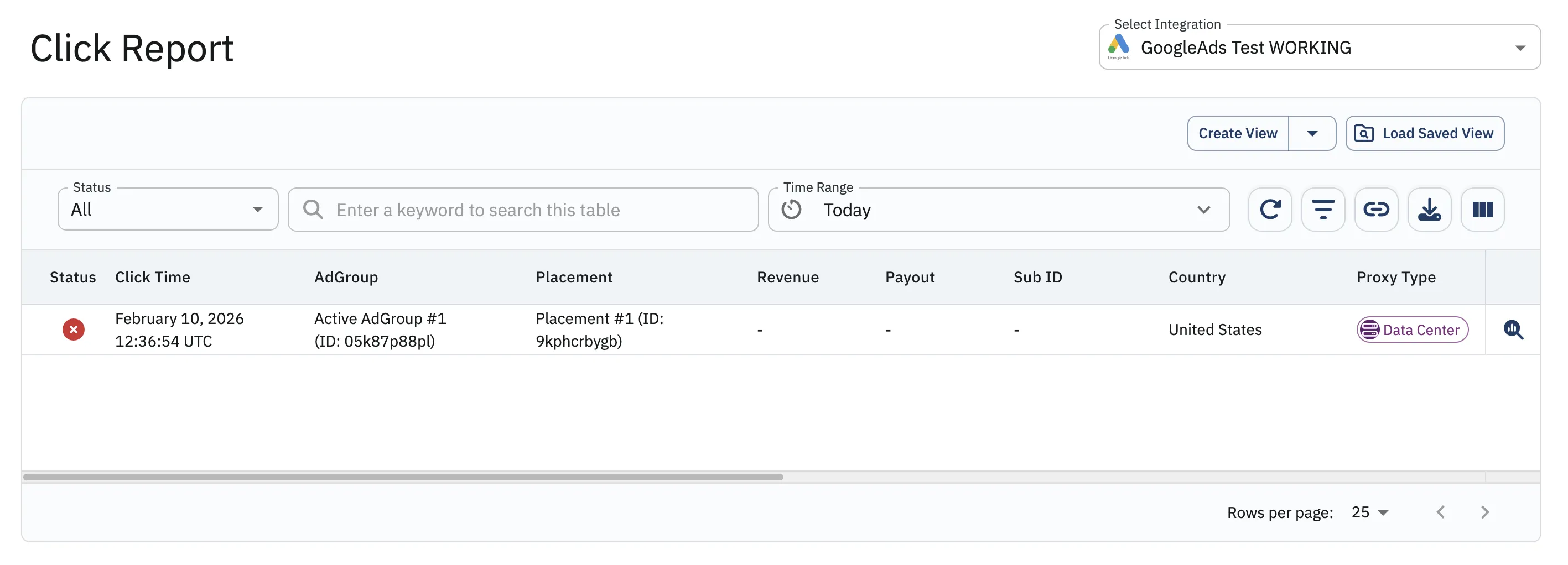 Click Report with labels