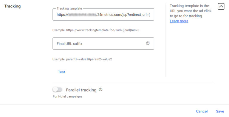 tracking template google