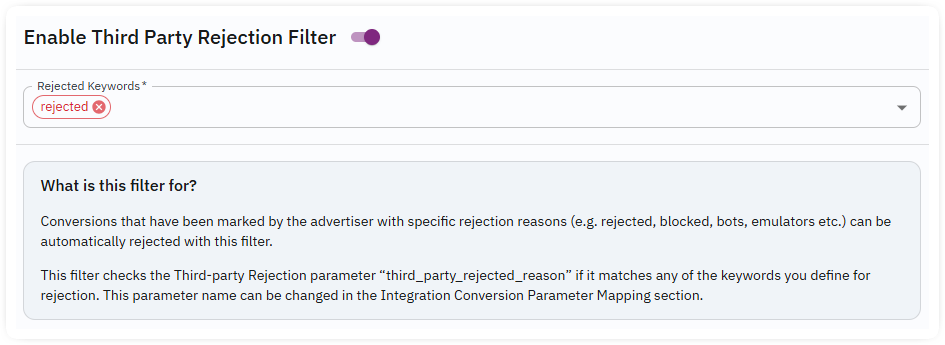 rejection postback url